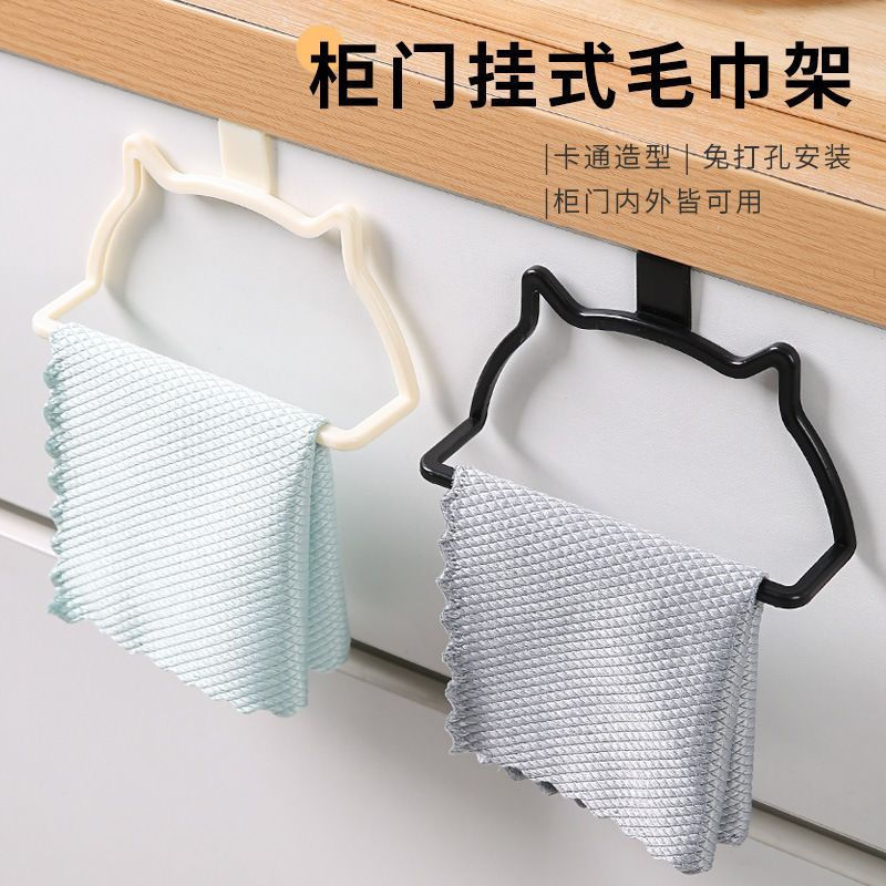 Bathroom door towel rack, cute hanging rack, towel cat hook, new product, perforated single rod12y P