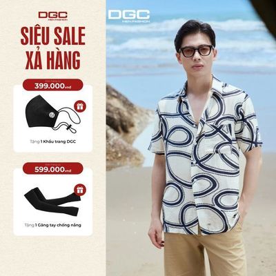 Áo sơ mi ngắn tay DGC họa tiết dáng suông vạt bằng, Vải cao cấp thoáng mát - SASNBF76M