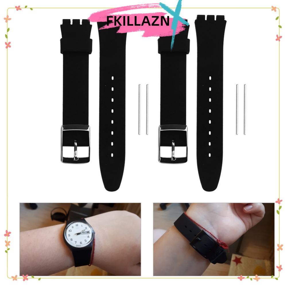 KILLK 2 Cái Cho Dây Đeo Đồng Hồ, Dây Đeo Đồng Hồ Silicon 17 Mm / 19 Mm, Dây Đồng Hồ Thay Thế Màu Đen