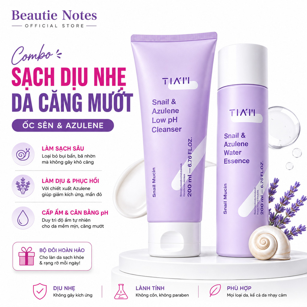 (GIAO HỎA TỐC) Sữa rửa mặt ốc sên Tiam tím và tinh chất ốc sên