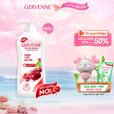 [Shopee Debut] Sữa tắm trắng da hương nước hoa Gervenne Cherry và Hoa Mẫu đơn 900G Lưu hương dài lâu