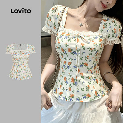 Áo kiểu nữ Lovito xuân hè ren Boho L189ED070