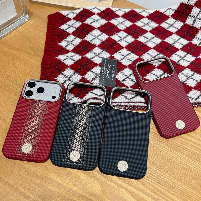 Ốp Điện Thoại Kevlar Phong Cách Mới Thích Hợp Cho IPhone17PROMAX Ốp Điện Thoại Họa Tiết Kevlar Đỏ Th