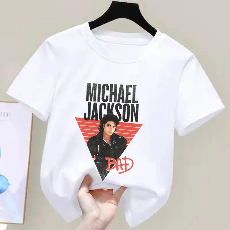 Michael Jackson Michael Jackson Mỹ Vintage Xu Hướng Oversize Nam Nữ Áo Thun Trẻ Em Người Lớn Cha Mẹ 