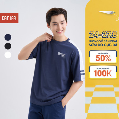 Áo phông nam CANIFA cộc tay cổ tròn in họa tiết 8TS25S003