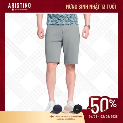 Quần Short Âu Aristino Regular Fit 85% Polyamide Bền, Mịn Màng, Thoáng Khí ASO058AS2