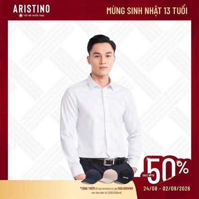 Áo sơ mi nam dài tay ARISTINO Slim fit, màu trắng in họa tiết lịch lãm, thời thượng  - ALS15803