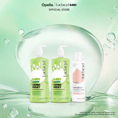Bộ 2 Chai Sữa Tắm Gội Trẻ Em Lactacyd Baby Extra Milky Size Jumbo 800ml + Chai DDVS Phụ Nữ Lactacyd Pro Sensitive 250ml