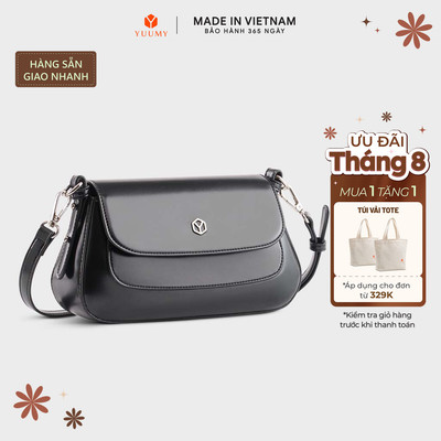 Túi Yuumy (Thời trang nữ phối nắp gập size 25 - Túi đeo chéo da Smooth YN252)