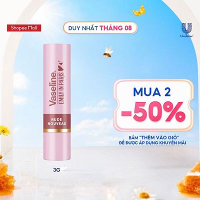 [Mua 2 giảm 50%] Son màu Nude Vaseline Emily In Paris Nude Nouveau Tinted Lip Balm 3g