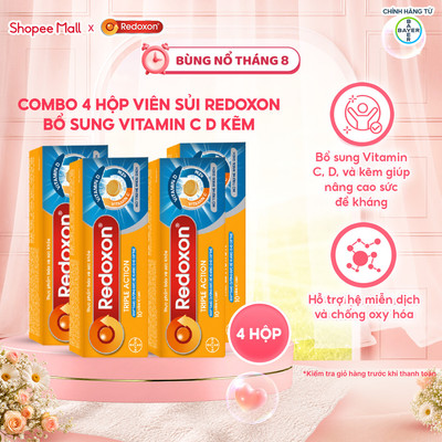 Bộ 4 Viên sủi bổ sung Vitamin C, D, và Kẽm Redoxon Triple Action 10 viên/hộp