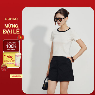 Áo Thun Nữ GUMAC Form Ôm Cổ Tròn Lửng Tay Ngắn Thanh Lịch Chất Liệu Lông Thỏ Mềm Mại ATG08042