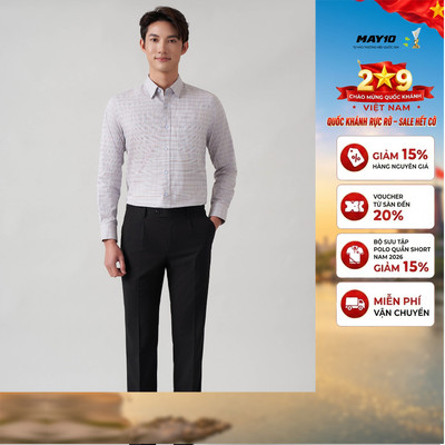 (chưa lên gấu) Quần âu nam May 10 có ly màu đen mã VQ004