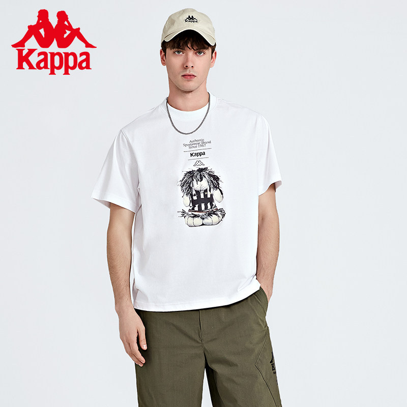 Kap-pa Azzurro series Áo thun in hình hoạt hình cá tính dành cho nam và nữ 100% cotton dáng rộng thể
