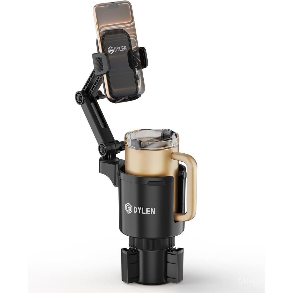 DYLEN Cup Holder Phone Holder for Car, 2 in 1 Cup Holder Phone Mount with Adjustable Base, Long-Arm 