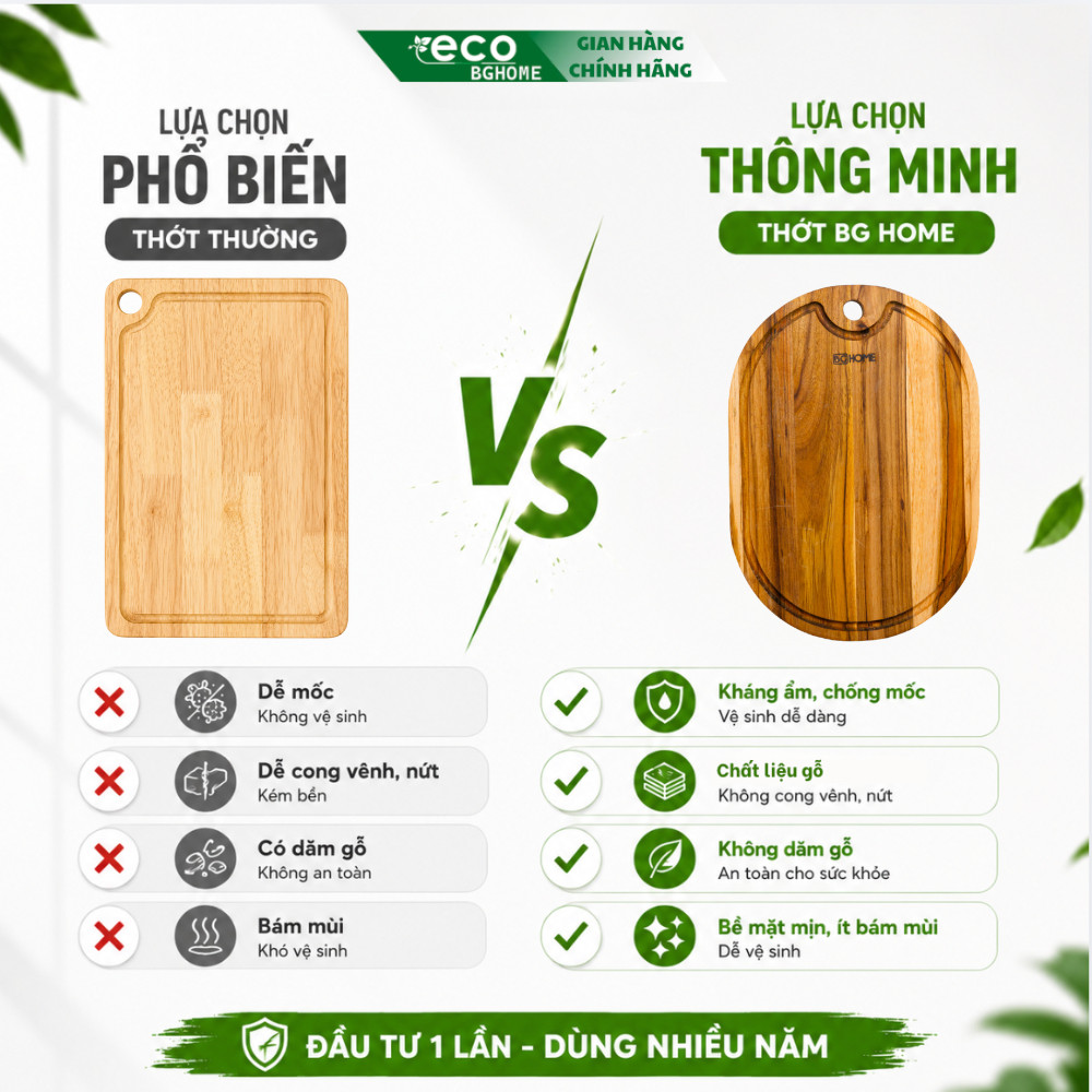 🌟 Thớt Gỗ TEAK Hình Bầu Dục Cắt Thái Không Mùn, Hạn Chế Ẩm Mốc, An Toàn Thực Phẩm TH ECO BGHOME