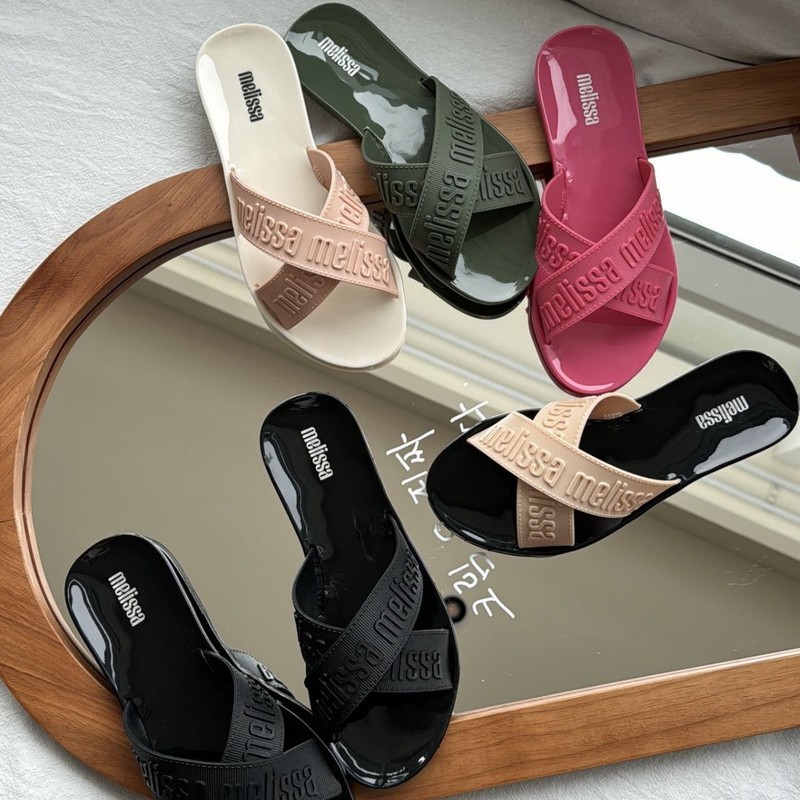 Dép quai ngang Melissa chính hãng, mẫu mới 2024, dép đi biển đế bằng Melissa Brazil, giày jelly dành