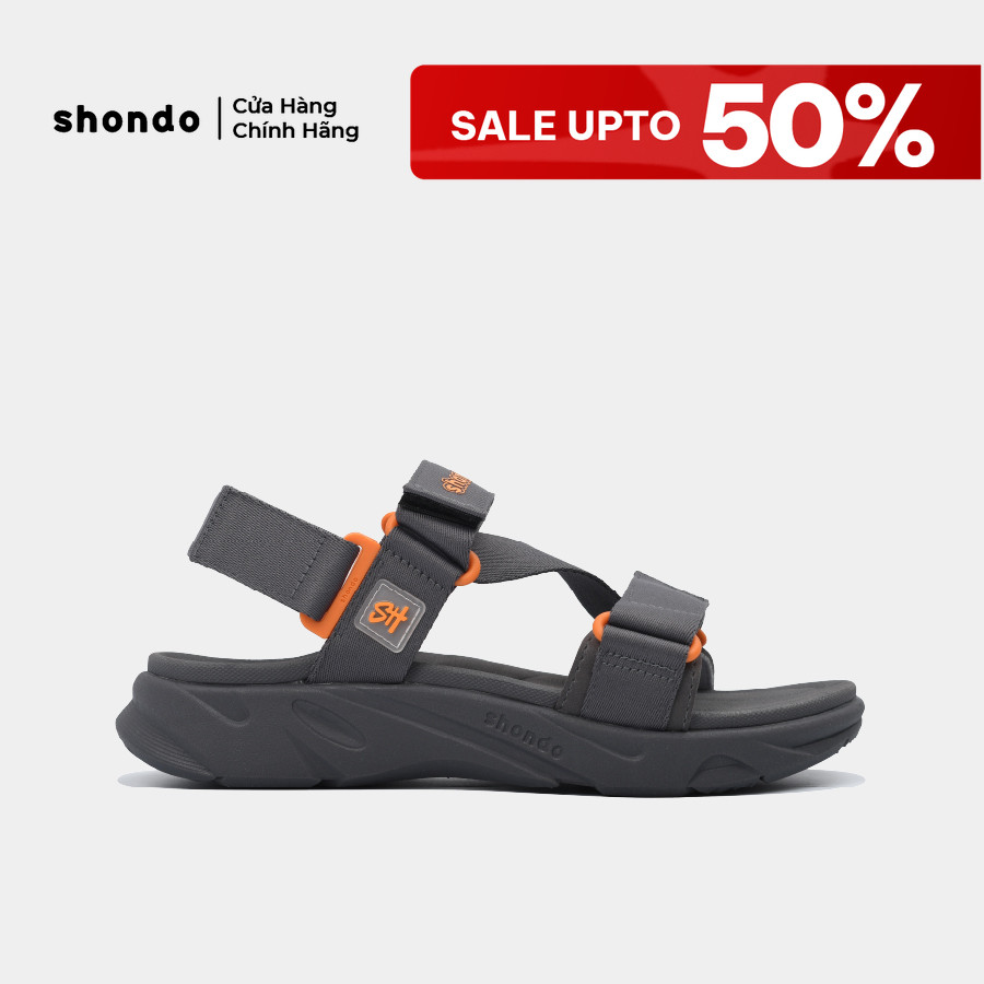 Giày Sandal Nam Nữ Shondo F8 Ver.2 Thời Trang Êm Ái Màu Xám Đậm F8M2222