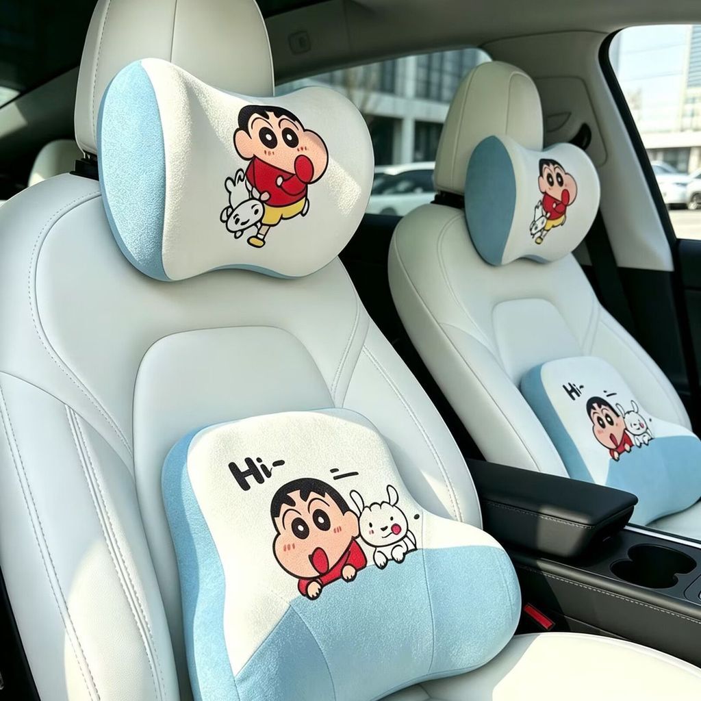 Hỗ trợ thắt lưng tựa đầu ô tô Crayon Shin-Chan Shin-White