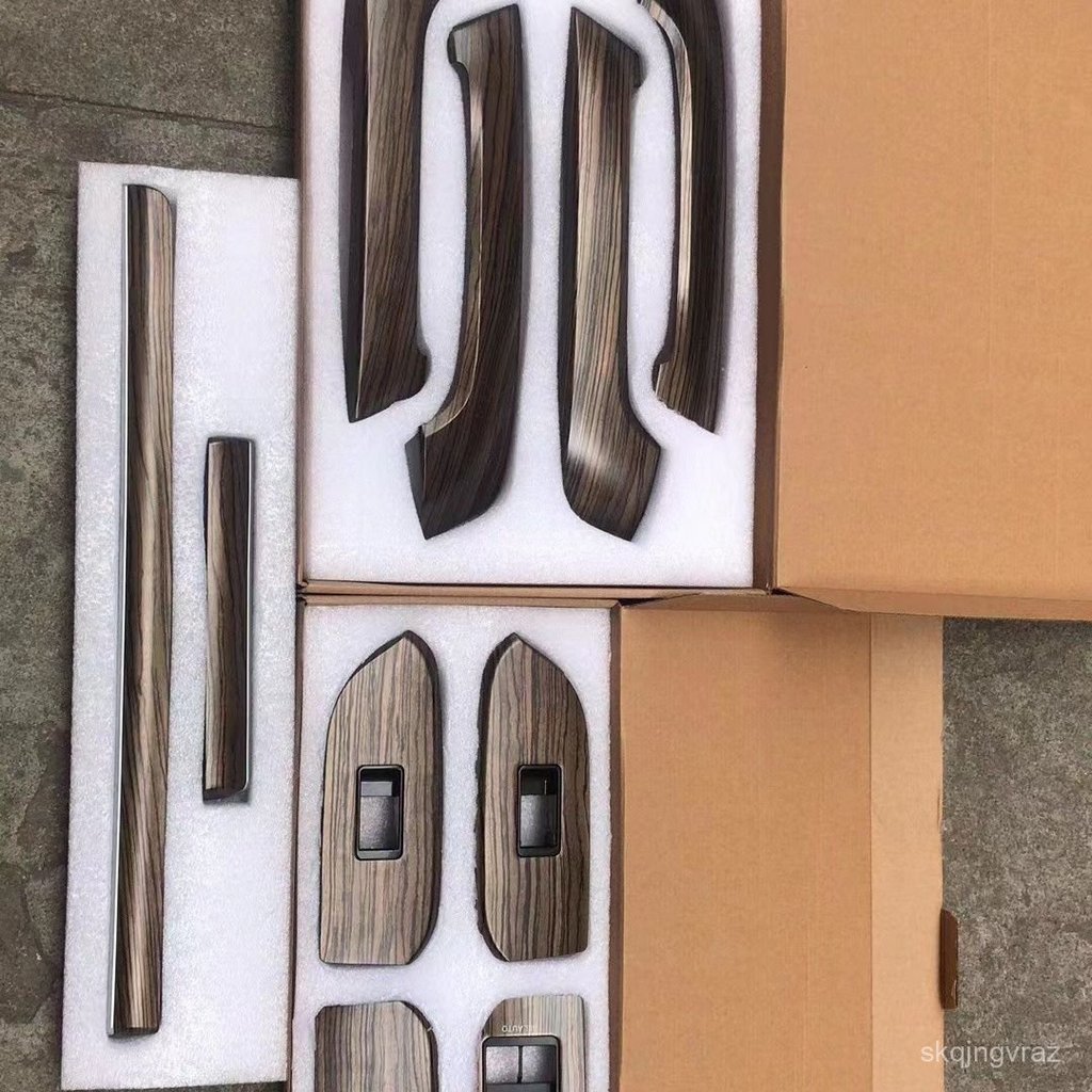 Bộ ốp nội thất gỗ đào thay thế cho Prado 10-23, tay nắm cửa màu bạc cho Land Cruiser 2700