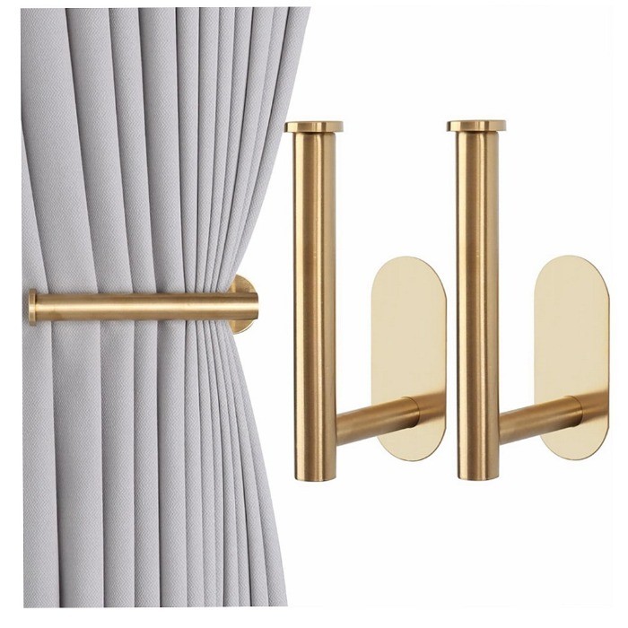 Chế biến tinh xảo Kẹp rèm bằng thép không gỉ Loại móc treo tường Móc cong Cài đặt không cần đinh Móc