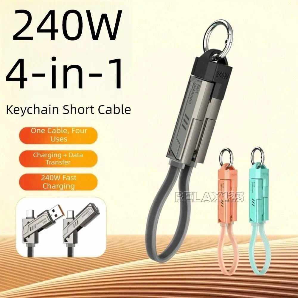 Móc khóa 4 trong 1 240W Loại C có dây di động Cáp sạc nhanh PD 240W Cáp sạc nhanh di động