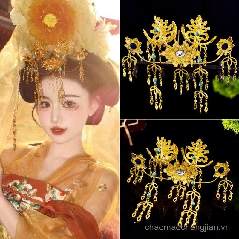 Hanfu Hair Accessories Headdress Hair Crown Palace Accessories Tassel Wealth Step Shake Hair Crown