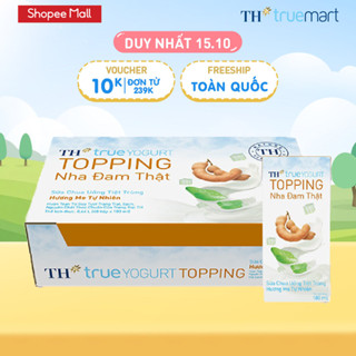 Thùng 48 Hộp Sữa Chua Uống Tiệt Trùng TH true YOGURT TOPPING milk Hương Me 180ml (48 Hộp)