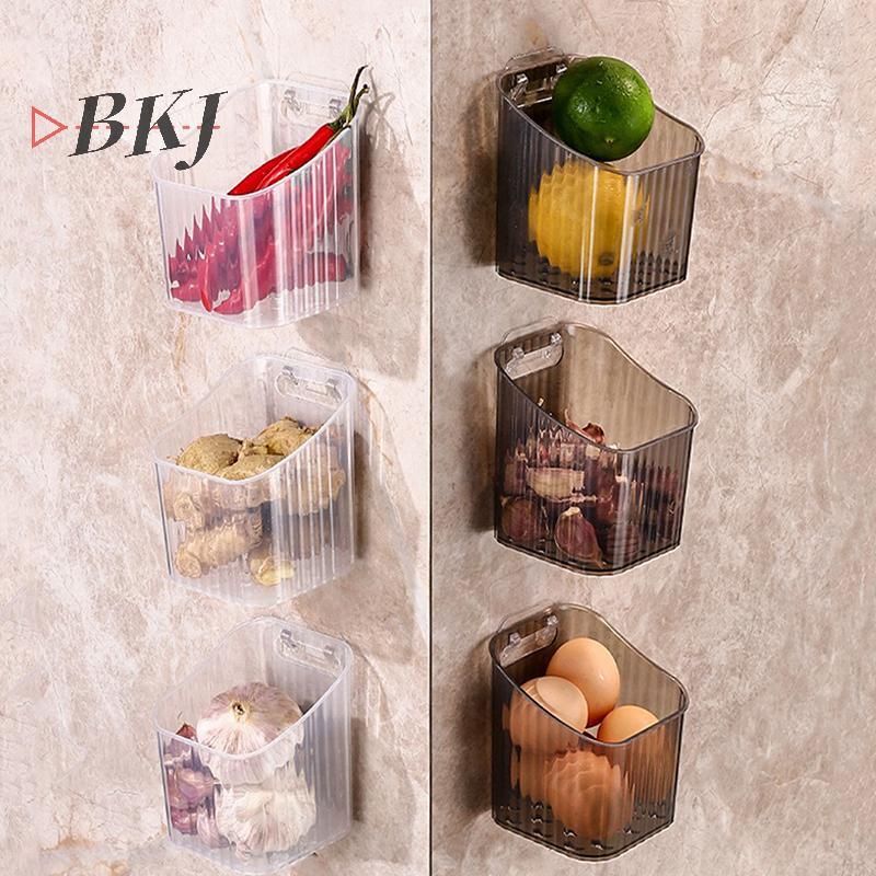 [KJ] 1 Giỏ đựng đồ trong suốt tỏi và hành tỏi nhà bếp- Giá đựng đồ treo tường nhỏ [Mới]