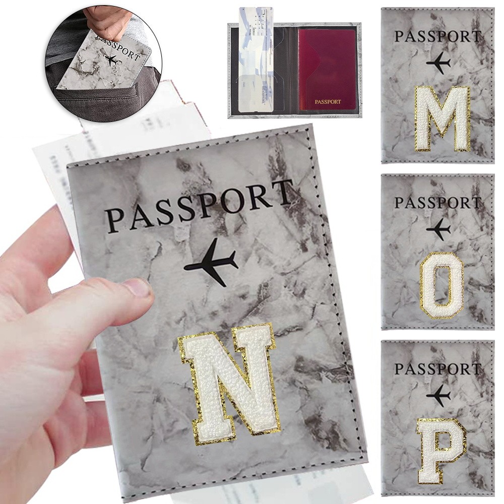 Grey Passport cover custom card holder travel document organizer anti-magnetic protective cover port