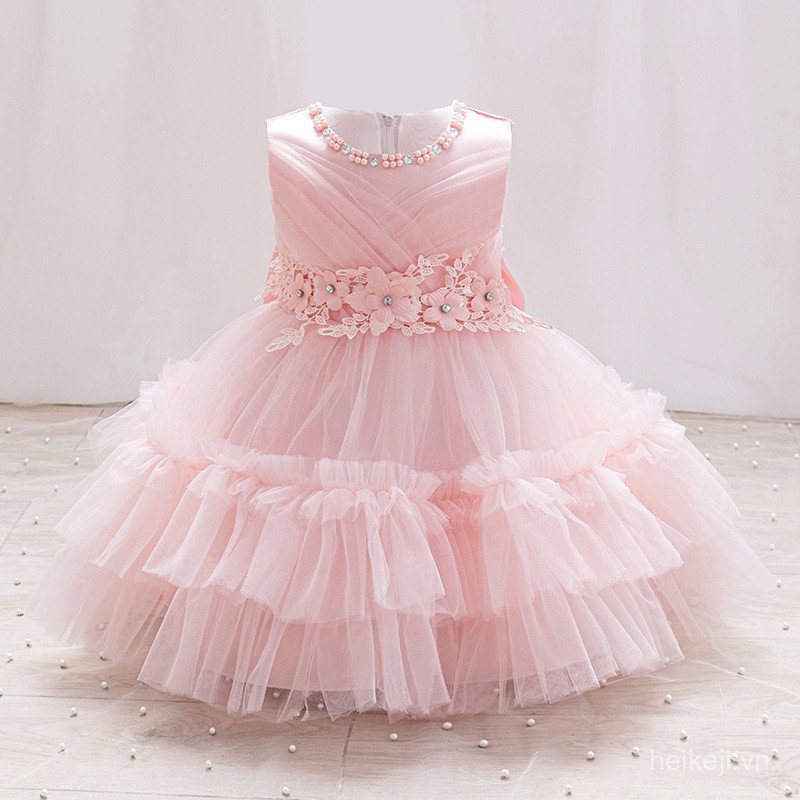 Girls' Princess Dress with Puffy Tulle for Baby Girl's First Birthday