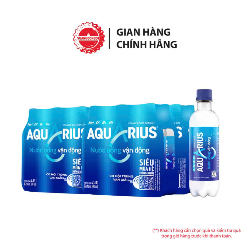 Lốc 24 Chai Nước Uống Thể Thao Vận Động Aquarius 390ml/chai