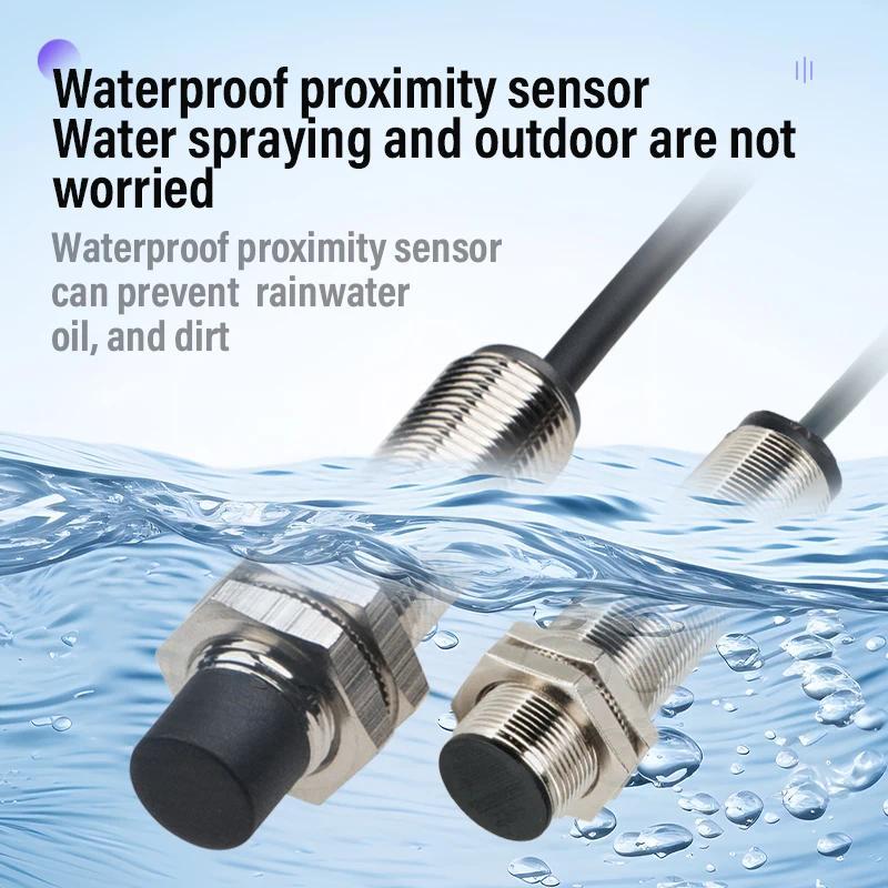 Cảm biến cảm ứng kim loại M12 Công tắc tiệm cận chống dầu và chống nước hình trụ NPN thường mở PNP b