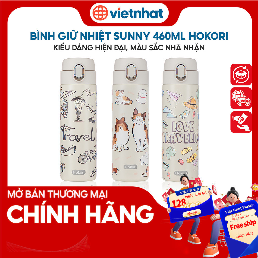 Bình giữ nhiệt inox cao cấp 460ml Hokori 0124 Nhựa Việt Nhật Shop CK