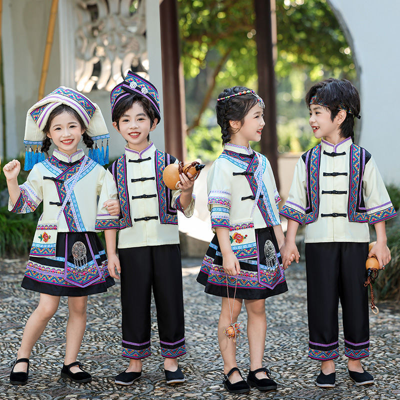 Phong Cách Dân Tộc Trang Điểm Tháng Ba Ba Trang Phục Trẻ Em Thiểu Số Dân Tộc Trang Phục Miao Dân Tộc
