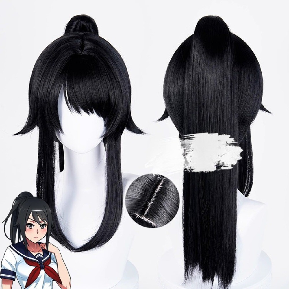 Anime Yandere Simulator Ayano Aishi Cosplay Tóc Giả Dài Đuôi Ngựa Chịu Nhiệt Tổng Hợp Tóc