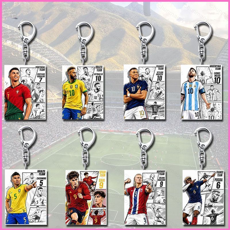 DC3 2026 Trận đấu bóng đá Erling Haaland Acrylic Móc khóa Kylian Mbappe Mặt dây chuyền cho ba lô Túi