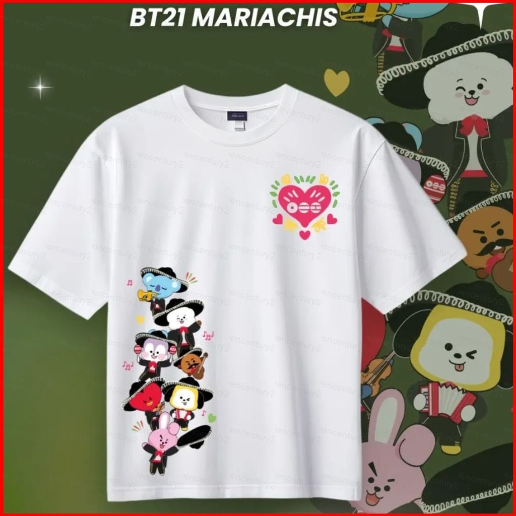 Áo thun cotton ARMY BTS BT21 V VAN KOYA‌ RM ‌RJ‌ Áo ngắn tay Jin SHOOKY MANG CHIMMY COOKY