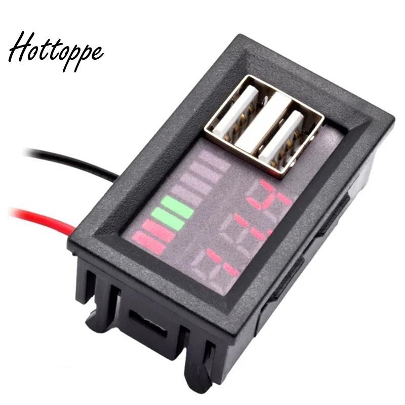 Lifepo4 Pin Lithium Chỉ Báo Dung Lượng Sạc USB Vôn Kế Bảng Điều Khiển Đồng Hồ Đo Điện Áp 12V 12V Xe 