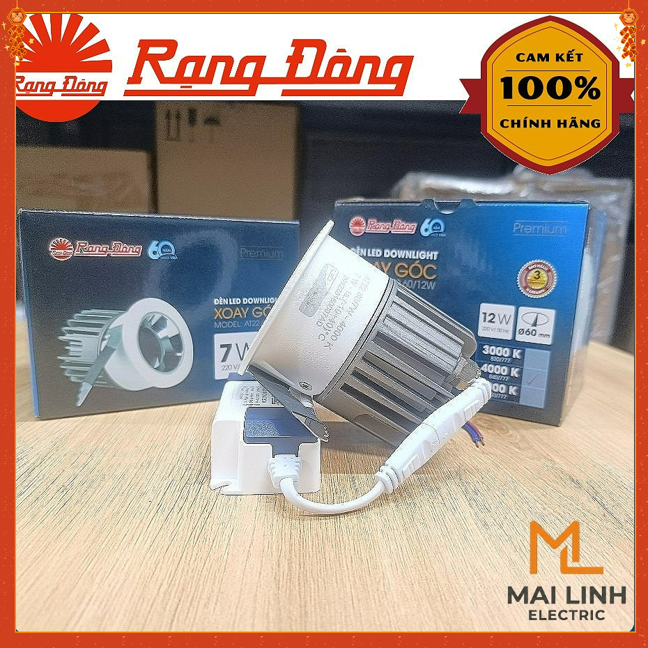 {Rạng Đông} Đèn Led âm trần Spotlight chiếu điểm, chỉnh hướng, góc chiếu 15 độ, xoay góc 20 độ - 7W 
