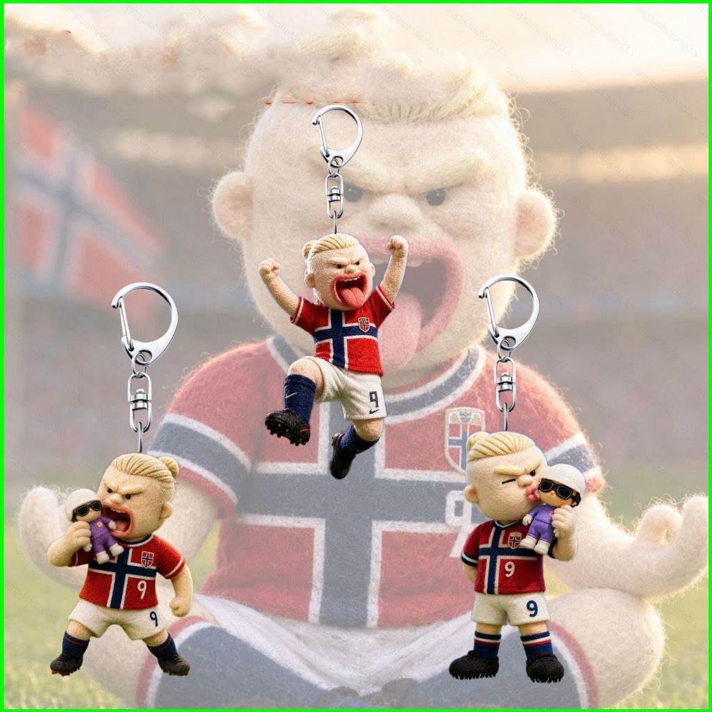 HT3 Erling Haaland Móc Khóa Bóng Đá Trận Đấu Erling Braut Haaland Mặt Dây Chuyền Cho Ba Lô Túi Charm