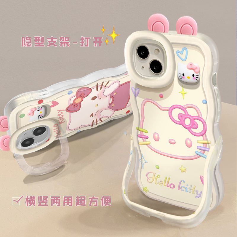 Thích hợp cho Apple 16promax Huawei vivo / OPPO Xiaomi iPhone15 Hello Kitty Dual Bracket Phone Case 