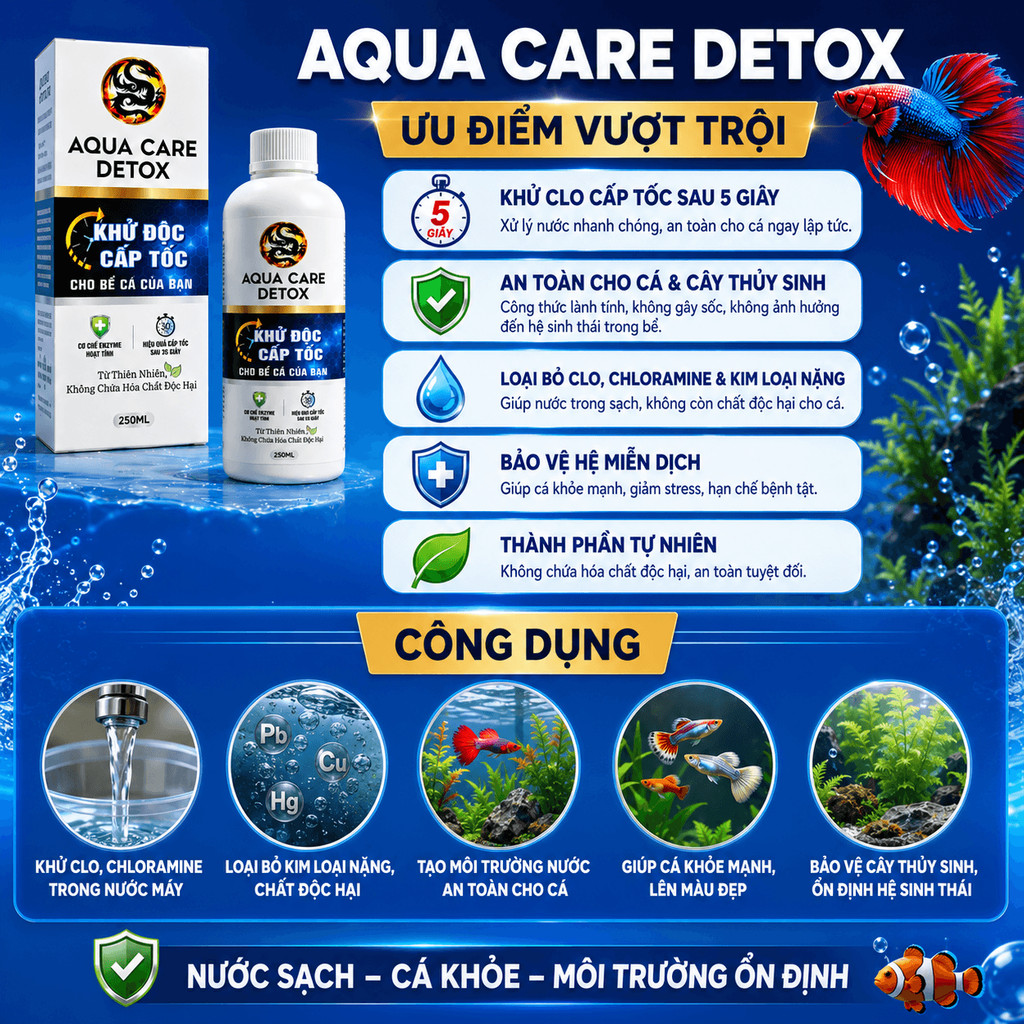 Aqua Care Detox Khử Clo Cấp Tốc - Tặng Vi Sinh Aquarium Care