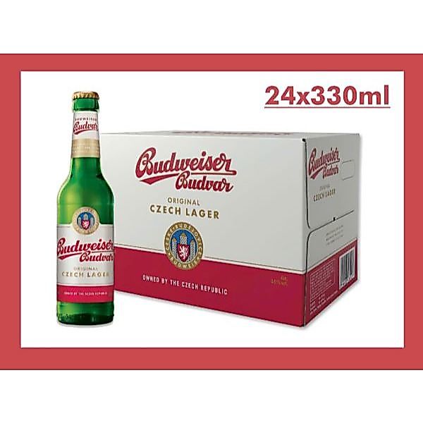 Thùng 24 Chai Bia Budweiser Budvar 5% Tiệp Khắc (330ml/Chai) - Bia Nhập Khẩu Chính Hãng