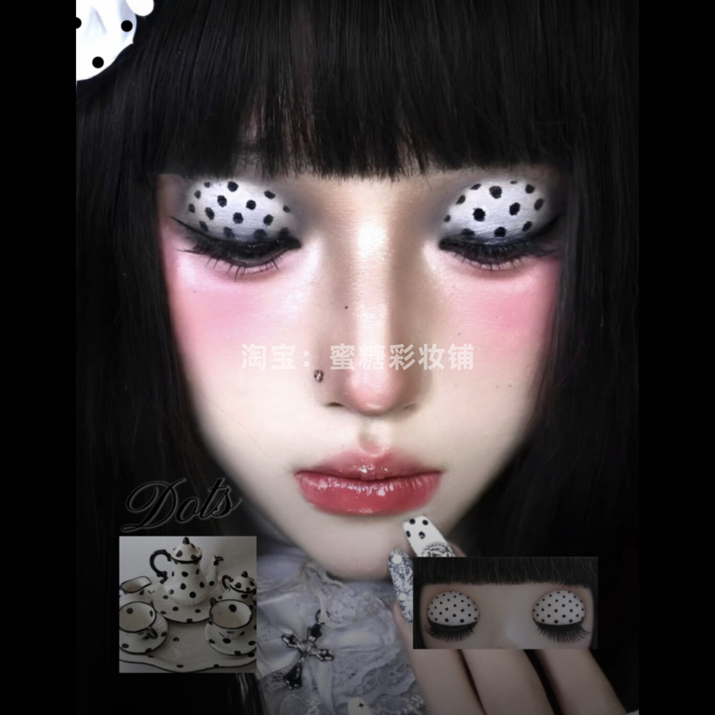 Cổ Đầu Chấm Bi Han Lei Trang Điểm Nguyên Chất Hoang Dã Hot Girl Retro Thiên Niên Kỷ Trắng Sữa Trắng 