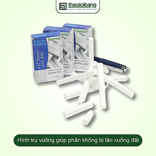 Phấn trắng vuông Tân Hà - Hộp 10 thanh dành cho bảng từ xanh
