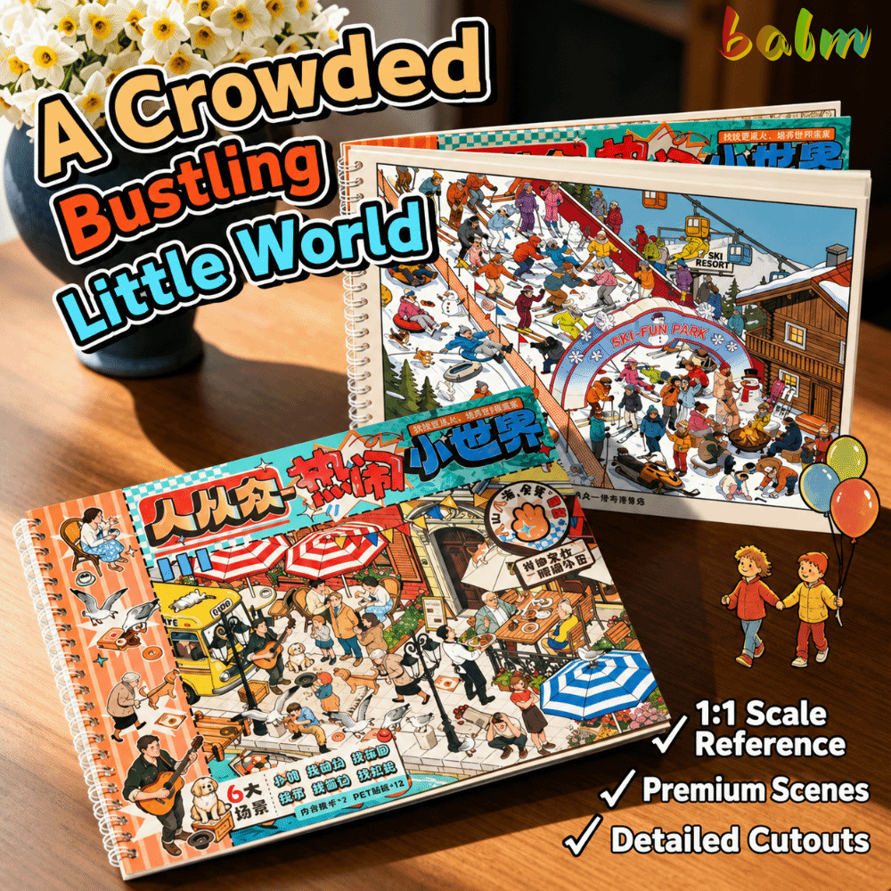 BALM Mini Scene Sticker, Die-cut 6 Kịch Bản Chính Sticker Book, Chất Lượng Cao Minh Họa Tinh Tế Giảm