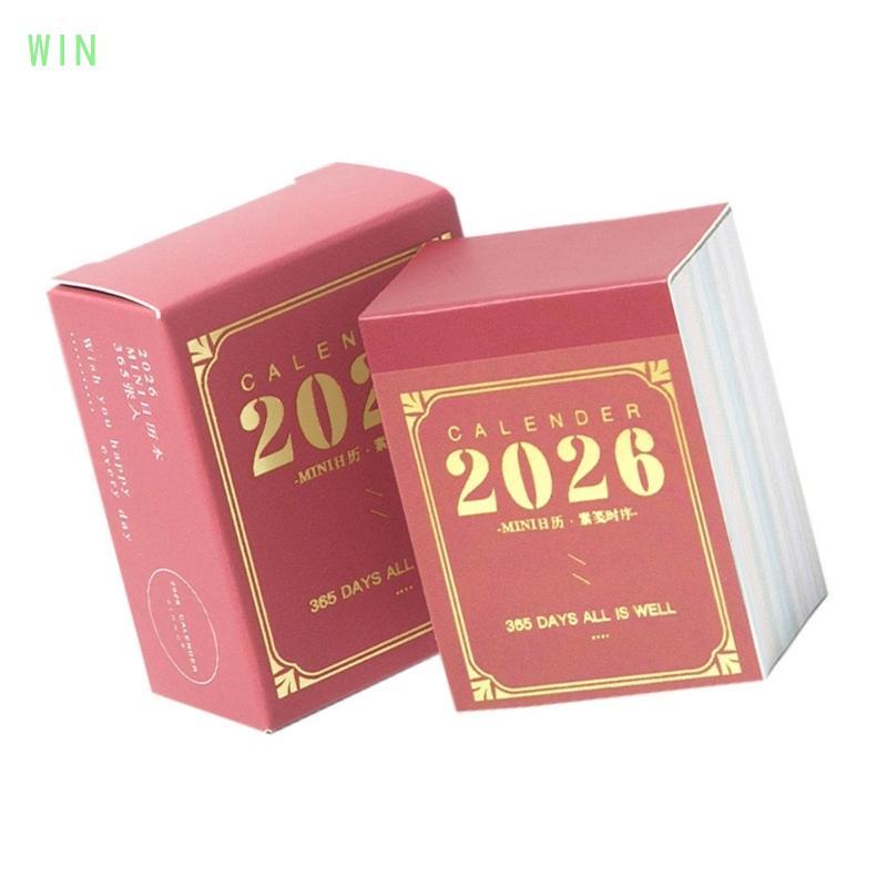 WIN 2026 Bàn làm việc nhỏ Lịch hàng ngày Sổ tay lịch 365 ngày với các trang có thể xé được