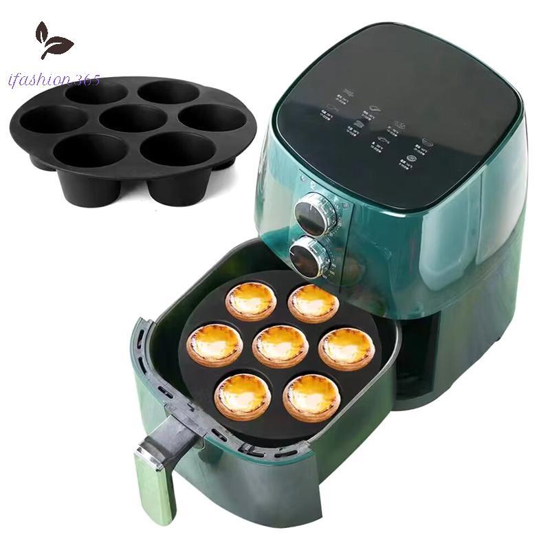 [LF] Khuôn Làm Bánh Silicon 7 Lỗ Phụ Kiện Nồi Nướng Lò Vi Sóng Khuôn Nướng Bánh Cấp Thực Phẩm Khuôn 