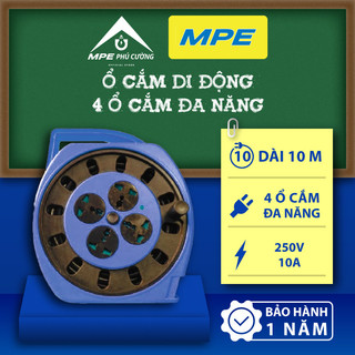 (CHÍNH HÃNG) MPE - Ổ cắm di động 4 ổ cắm đơn đa năng dây dài 10m - 15m an toàn Chính hãng MPE Phú Cường